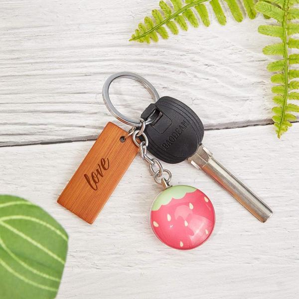 Ecofriendly Bamboo Chip DIY Keychain Bamboo Pendant Wooden Crafts Blank Chips