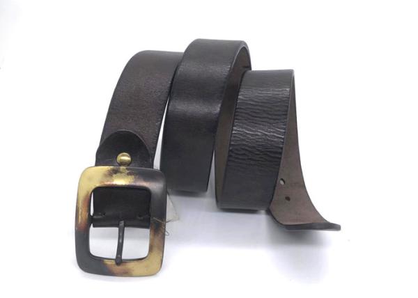 1-1/2 Men's 100% Italian Cow Leather Belt With Antique Patina Pin Buckle