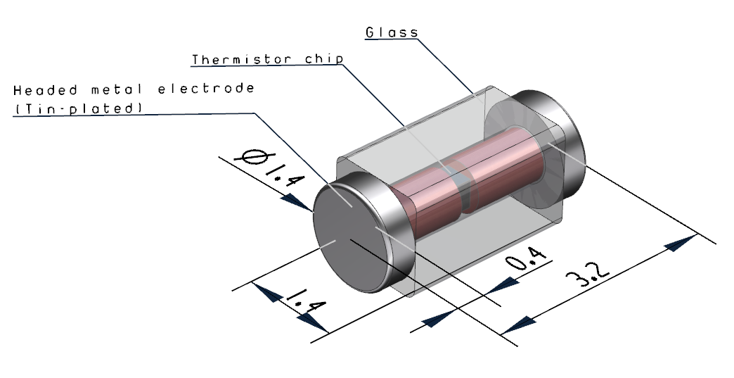SMT Glass Encapsulated NTC Thermistor Suitable To Be Used In A Narrower Space