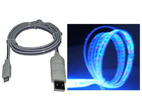 Clear Flat  Multicolor Glowing Optical Cable To 8 Pin Cable for IPhone5/iPad4/iPad Mini