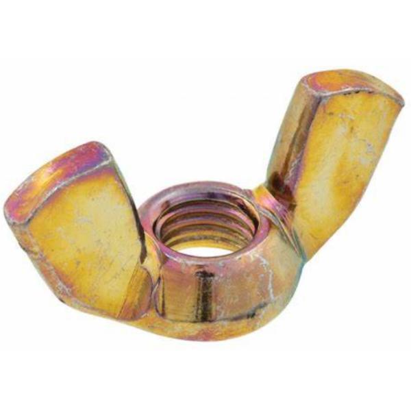 M6 M8 Grade 2 5 Steel Wing Round Butterfly Wing Nut Yellow Powder Coated  DIN314 DIN315