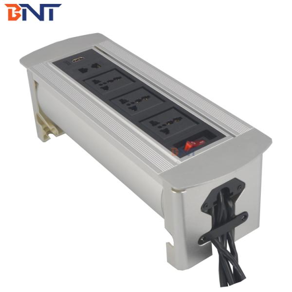 BNT hidden table mounted design desk flip up power socket with RJ45 network cable