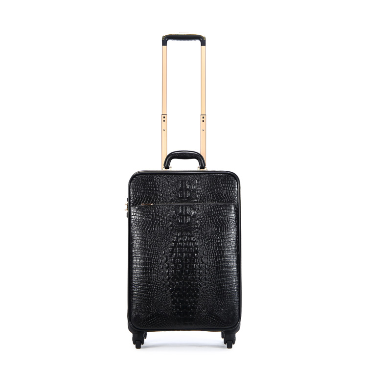 Fashion Leather Luggage Bag PU Leather Rolling Medium Suitcase 4 Wheels