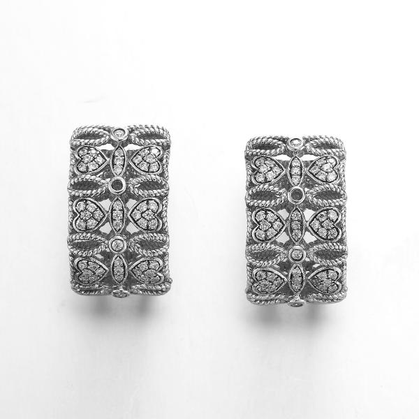 Узел и сердце окружили 925 серебряных серег белого золота серег CZ