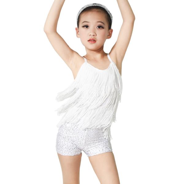 Cheerful Fringe Top Sequin Shorts Children'S Dance Costumes Tassel Outfits