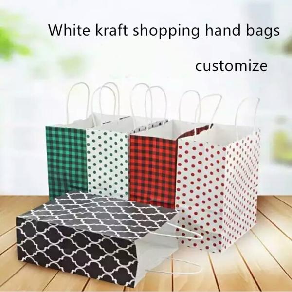 Recyclable 128gsm White Kraft Paper Shopping Bag With Drawstring Handle