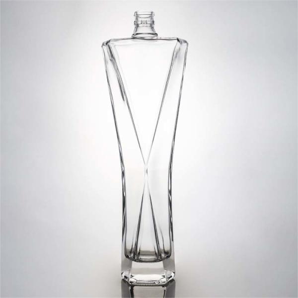 750ml Customized Logo Acceptable Clear Ground Glass Bottle for Gin Whiskey Vodka Liquor