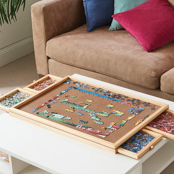 1000 Piece Jigsaw Puzzle Compatible Custom Wooden Puzzle Board with Adjustable Height