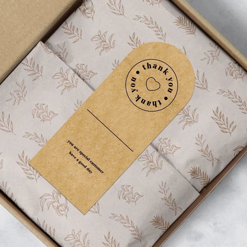 Kraft Paper Thank You Stickers With Arch Top For Gift Box And Retail Packaging