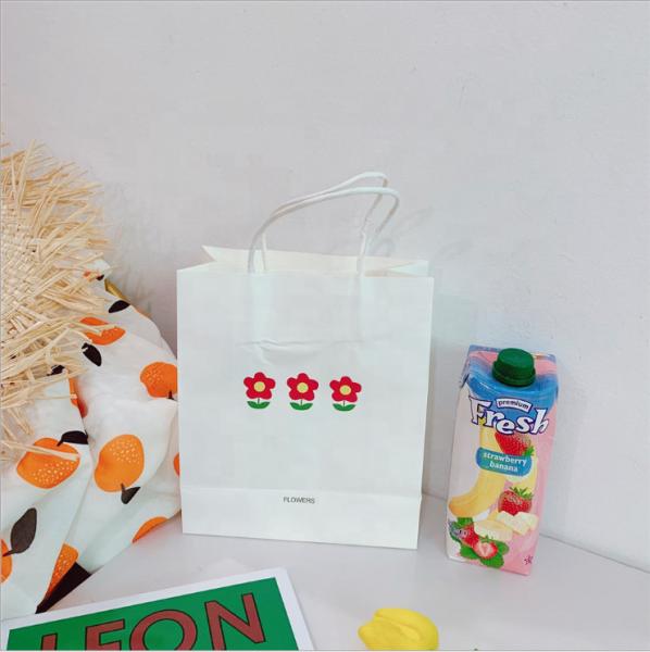Sacos de papel recicláveis da impressão feita sob encomenda com teste padrão de flor dos punhos