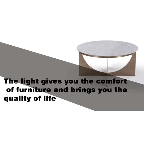 Marble Ceramic Top End Tables , Stainless Steel Base Curved Leg Coffee Table