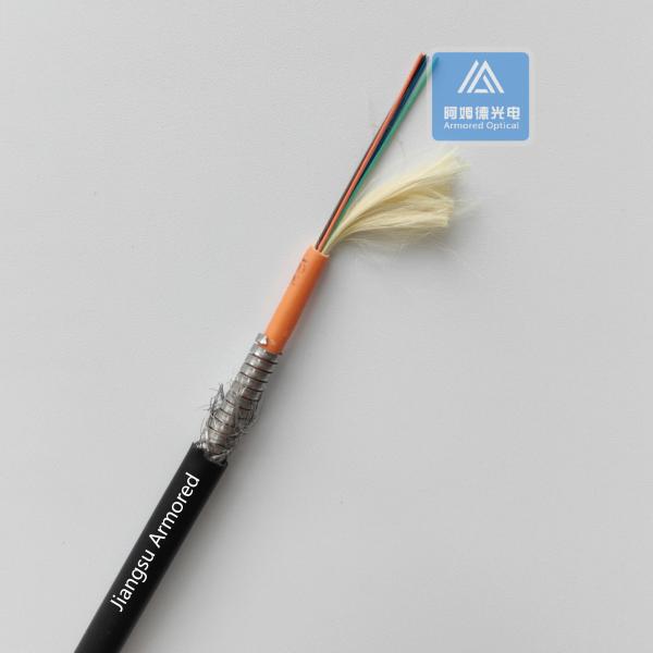 4 núcleos MM Cable de fibra blindado en espiral de 6,5 mm Negro LSZH Redes de trenzado FTTH resistentes a roedores