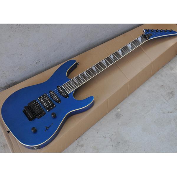Metallic Blue Set In JS Electric Guitar with Floyd Rose,24 Frets,White binding Body