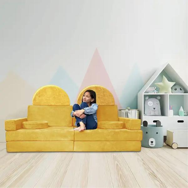 Irregular Floor Children Sofa Foam Modular Sectional 10 Pieces Set in Customized Colors