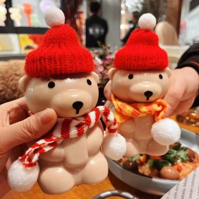 Custom Cute Bear-Shape PET Bottles with Christmas Hats