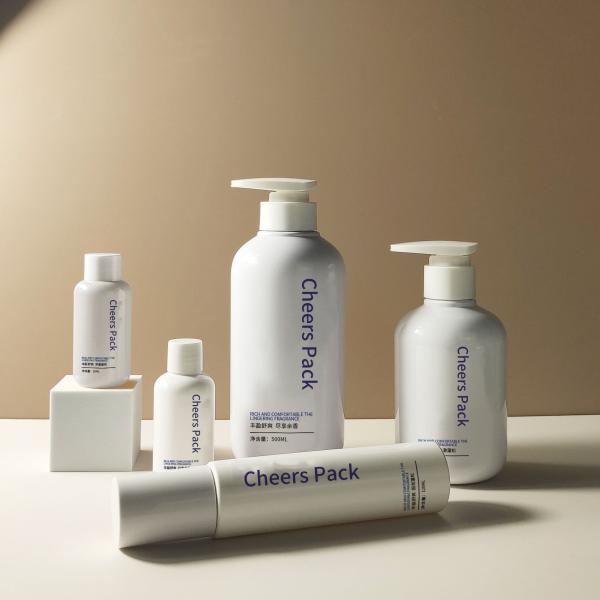 Custom Blue PET Skincare Packaging Bottle Set Press Pump Bottle Cream Jars Plastic Cosmetic Bottle Set