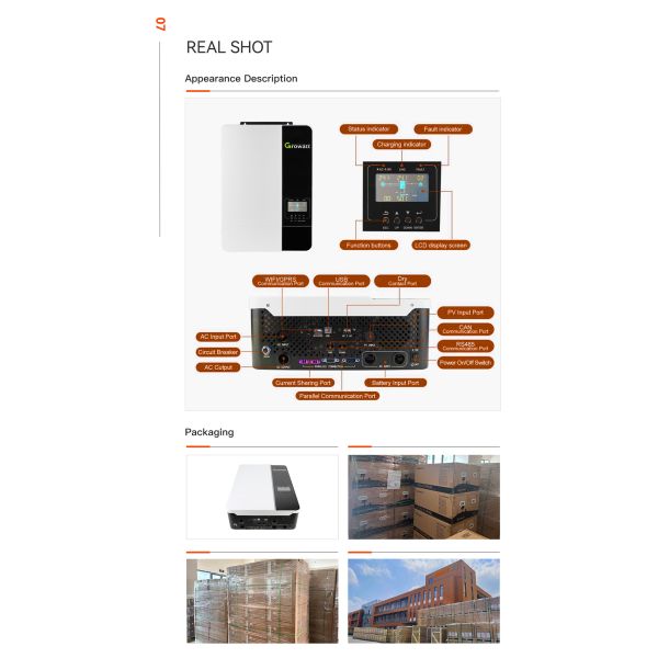 Myanmar Growatt SPF 5000ES Inverter off Grid 3000w 5000w 3kw 5kw Pure Sine Wave off Grid Solar Power Inverter Growatt 5000W