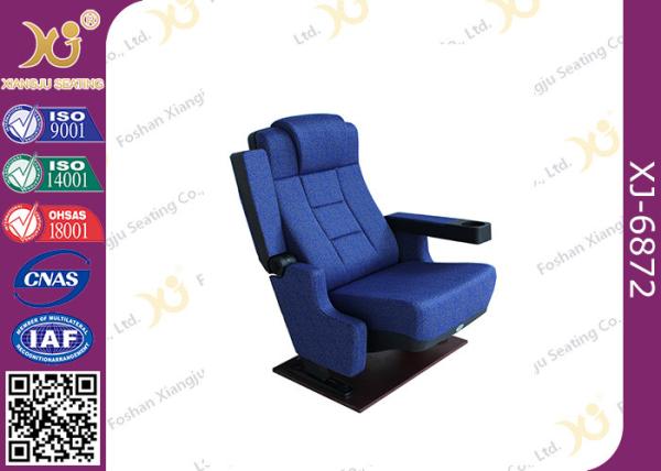 Blue Fabric Reclining Back Auditorium Theater Seating Furniture For Cinema
