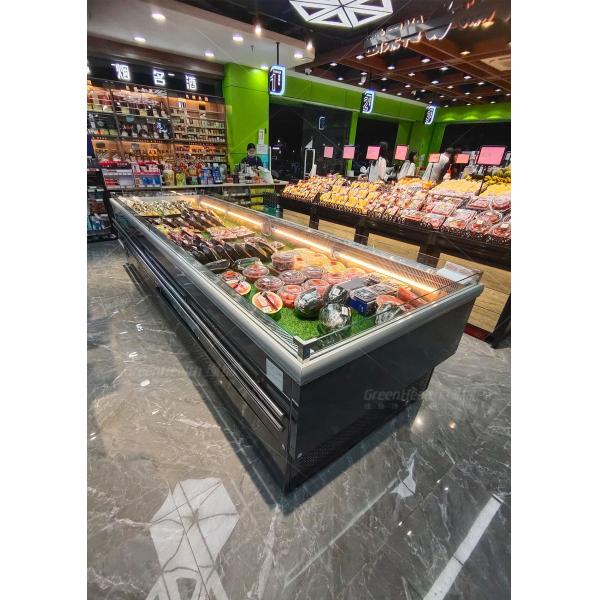 Eco Friendly Open Cooked Food Fresh Fruit Display Fridge Cooler 700L 3 Meter Length