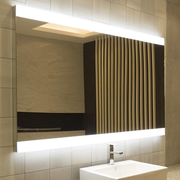 Espelho de banheiro de LED decorativo personalizado com alto-falante de música e forma retangular