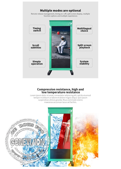 Цифров зеленого Signage 65 рельсового пути дюйма IP65 на открытом воздухе для рекламы