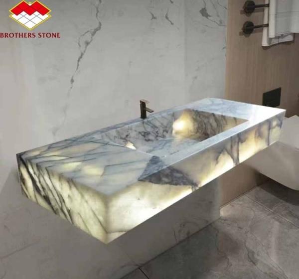 Natural Stone Decorative Sink Calcatta Viola Marble Wash Basin for Luxury Bathroom