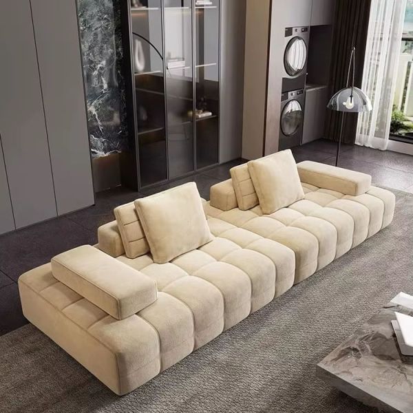 Custom Convertible Reclining Full Sponge Filled Fabric Corner Sofa Set Vacuum Compressed Packing Frameless Living Room
