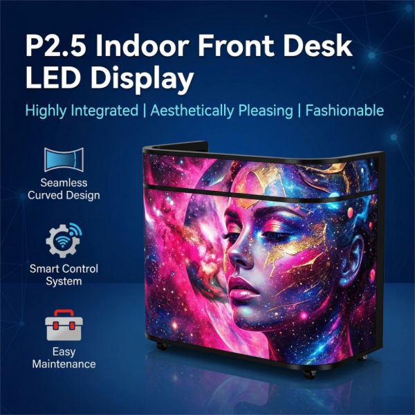 Curved Customizable GOB LED Reception Desk with Adjustable Height for Business