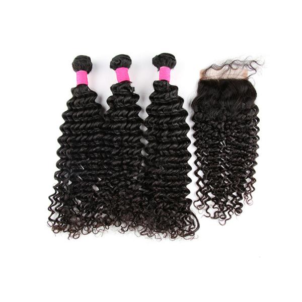 10-30 Inch 360 Frontal Wig Deep Wave With Closure Natural Black 1B#