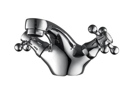 Mixer de bacia contemporâneo de latão cromo monobloco de dois punhos T8063AW