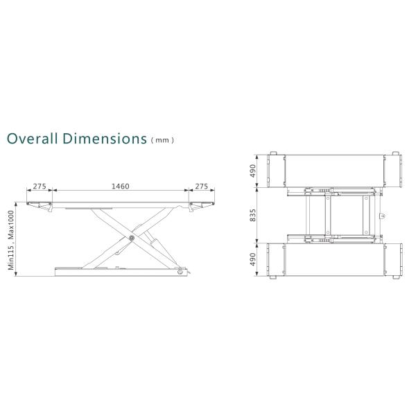 CE Movable Low Scissor Lift Car Hoist Mid Rise Scissor Lift 1000mm