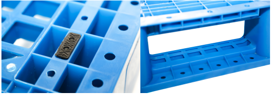 Palettes en plastique de réversible bleu-foncé de HDPE surface de 1200 x 800 grilles