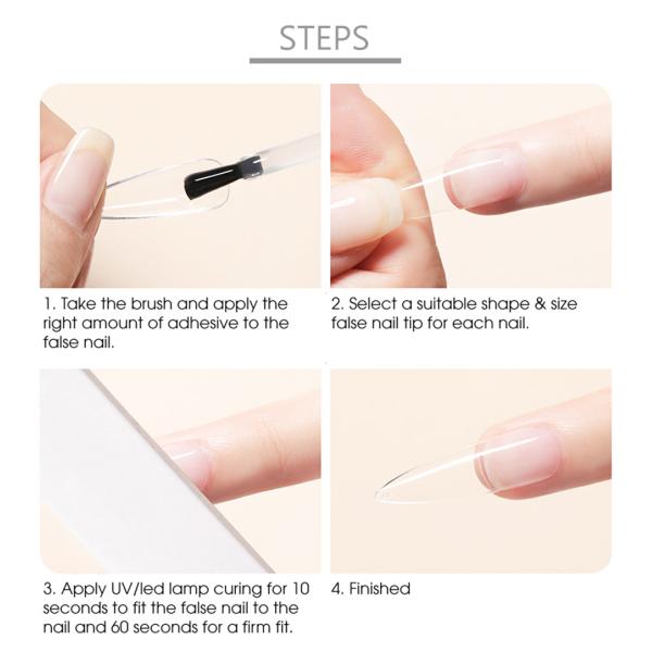 Solid Nail Tips Gel for Long Lasting False Tips and Clear Nails Extensions ALMOND/BALLERINA COFFIN/ROUND/SQUARE/STILETTO