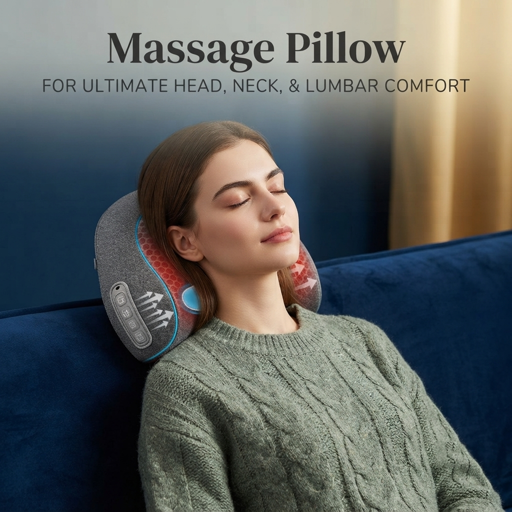 ZN-RA04 Electric Airbag Cervical & Lumbar Support Massage Pillow with Heat Therapy - Ergonomic Neck and Back Relief Device