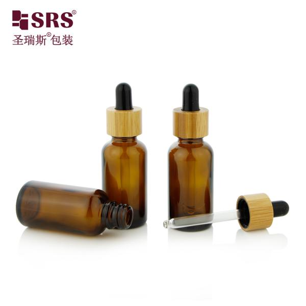 1 oz Ambre Vazio Óleo Essencial Cosmético de Bambú Ombro 30 ml Garrafa de Vidro
