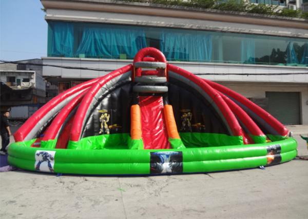 17 Feet Red / Green / Black Large Commercial Inflatable Slides For Kids Party
