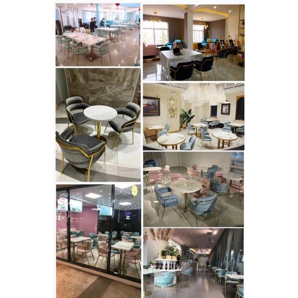 Tissu de table de salle à manger de restaurant en métal et de tapisserie d'ameublement de chaises avec des jambes d'or 800mm