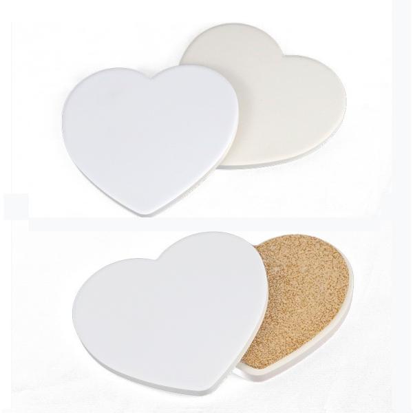 Blank Coated Heart Shape Sublimation Ceramic Coaster For Sublimation Heat Transfer Printing