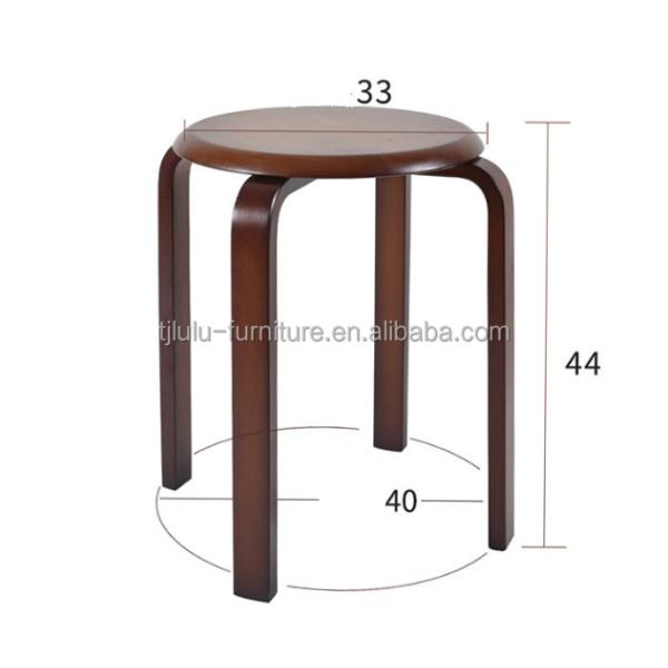 OEM Service Accepted Fashion Simple Stool Modern Household Small Round Solid Wood Stackable Chairs Wood Stool Curved Wood Stool