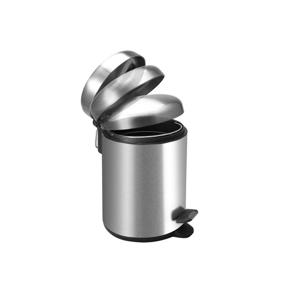 Silver Stainless Steel Pedal Bin with Sustainable Waste Management and 5L Capacity
