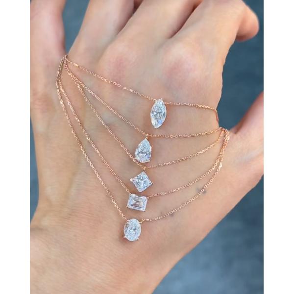 Fancy Shape Lab Grown Diamond Necklace Diamond Pendant Fashion Diamond Jewelry