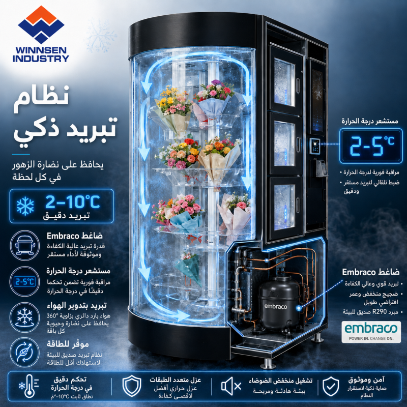 Winnsen Outdoor Flower Vending Machine Touch Screen Self-Service Fresh Bouquet Dispenser for KSA UAE