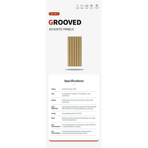 MDF Деревянные канавные акустические стеновые панели для внутреннего декора музыкального зала