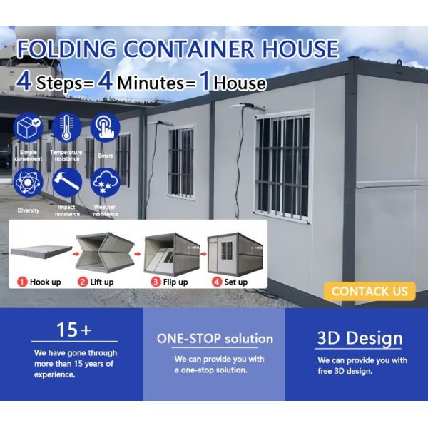 20ft Prefab Folding Container House Portable Folding Modular Mobile Container Anti Wind
