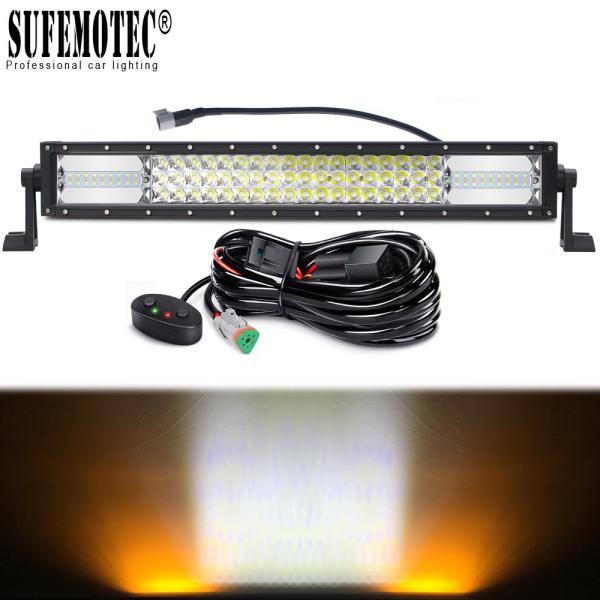 22 Inch 342W Amber White Led Driving Light Bar For Car 12V 24V 4x4 Offroad Trucks ATV 4WD SUV Combo Beams Fog Lamp Work
