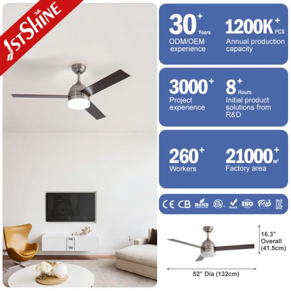 52 Inch AC100% Copper Motor Electric Ceiling Fan with Remote Control and 3 Plywood Blades