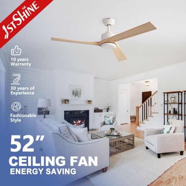 Solid Wood Ceiling Fan 52 Inch with 3 Blades and DC Motor Featuring 6 Speed Remote Control for Residential and Commercial Spaces