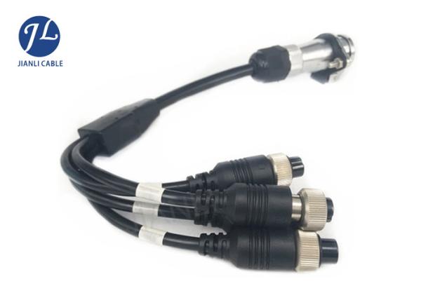 Metal 7 Pin Male To 4 Channel Rear View Camera Cable And 4 Pin Aviation Plug