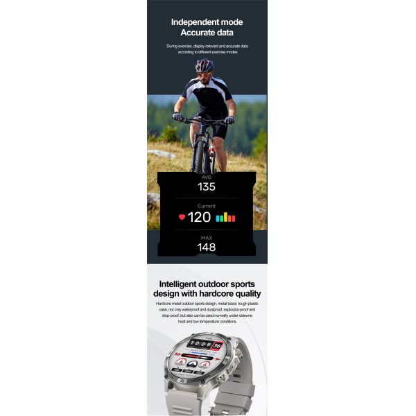 Eraysun GPS Motion Measure Rate HK08 Smartwatch 1.43 Inch AMOLED Screen HK08 Smart Watches