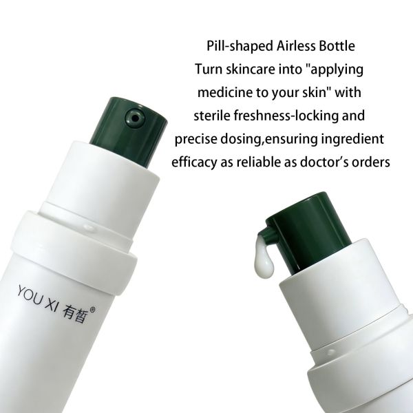 15ML, 18ML, 20ML, 30ML Multi-Capacity Pill Shape Airless Bottles for Pharmaceutical Skincare and Serum Packaging(MC-246)
